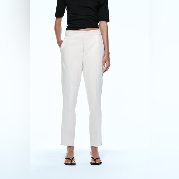 Zara White Mid-rise Trouser. Size small - Picture 2 of 6